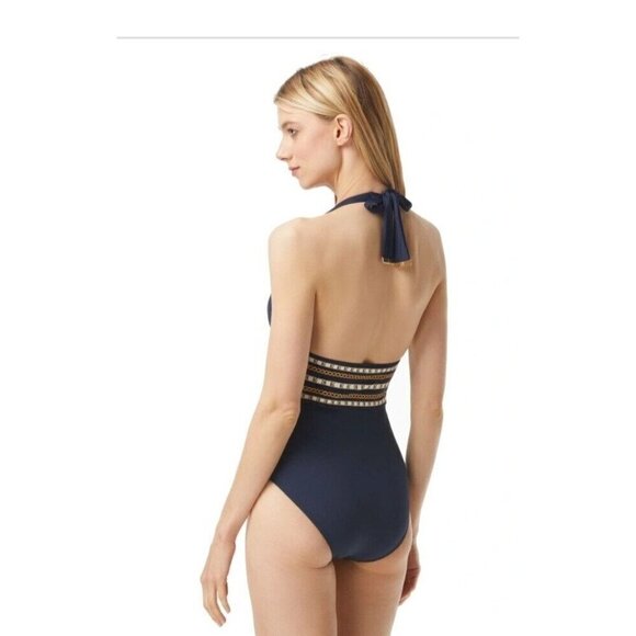 MICHAEL Kors Halter One Piece Swimsuit - Chain Border. Size 14. - Picture 2 of 4
